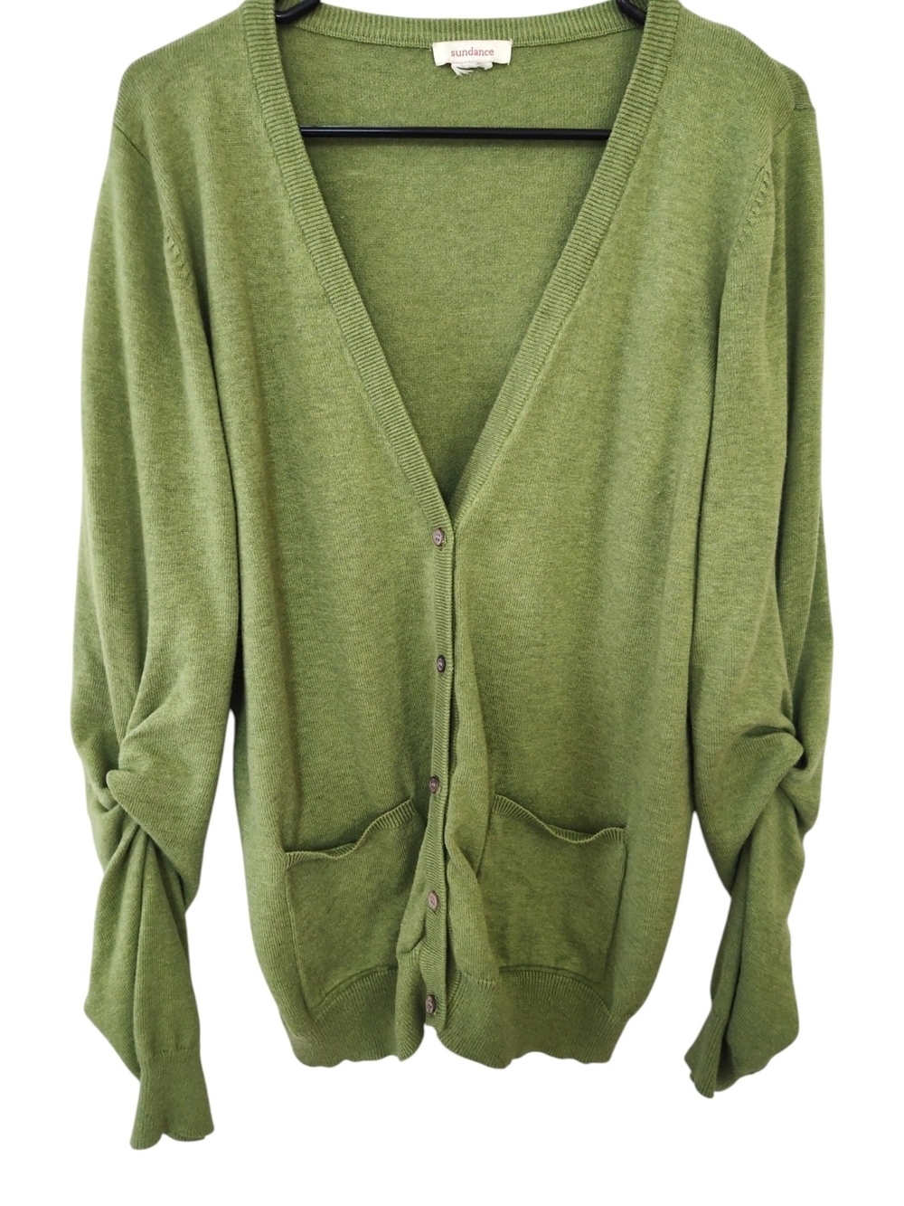 Sundance Green V-Neck Button Front Cardigan